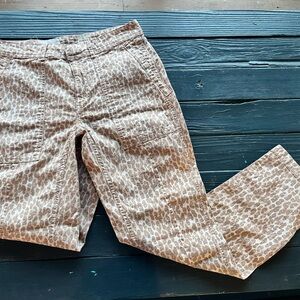 Anthropologie Tan Leopard Cargo Pants The Wanderer 27x27.5” Boho Fun Print